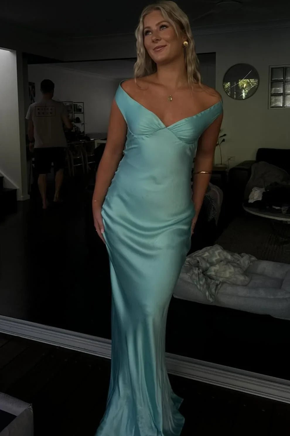 ZEYA - Jane Satin Off Shoulder Maxi Dress