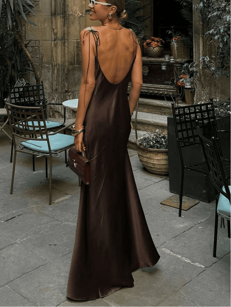 ZEYA - Leandra Backless Satin Maxi Dress