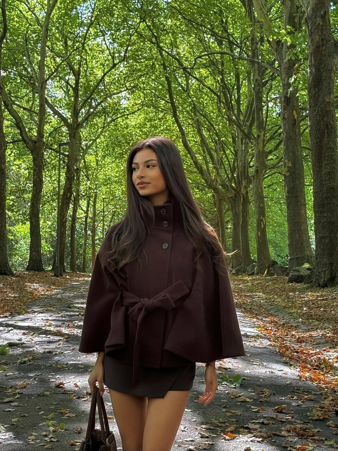 ZEYA - Arianne Elegant High - Neck Belted Cape Jacket