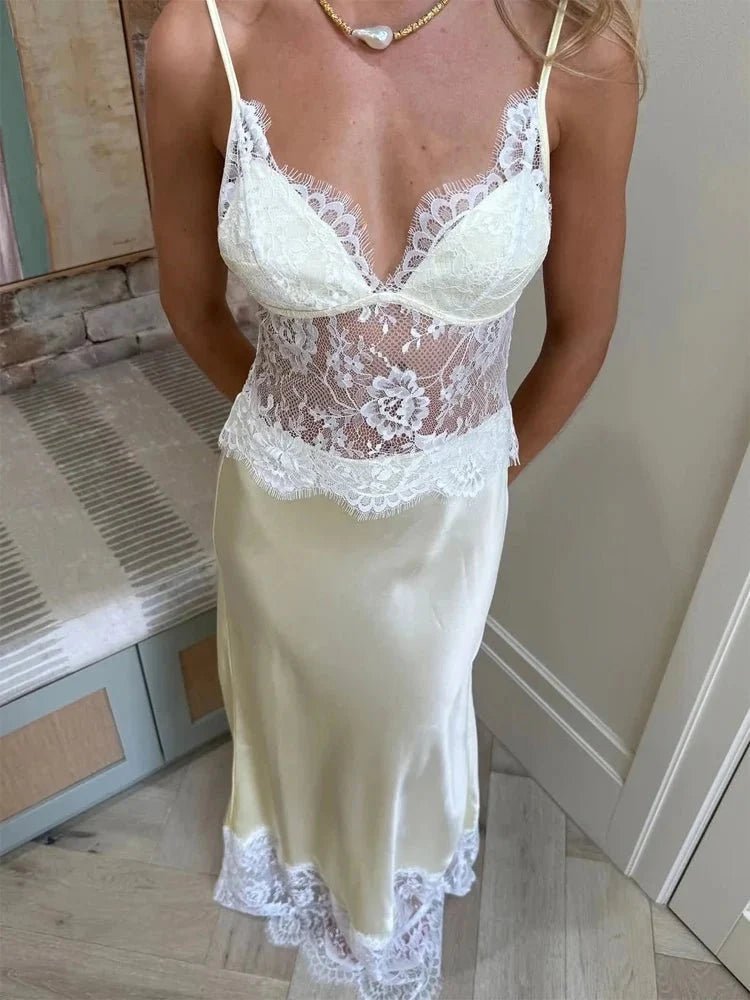 ZEYA - Bianca Off - Shoulder Lace Satin Dress