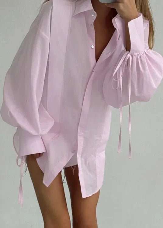 ZEYA - Celeste Oversized Ribbon - Tie Puff Sleeve Shirt