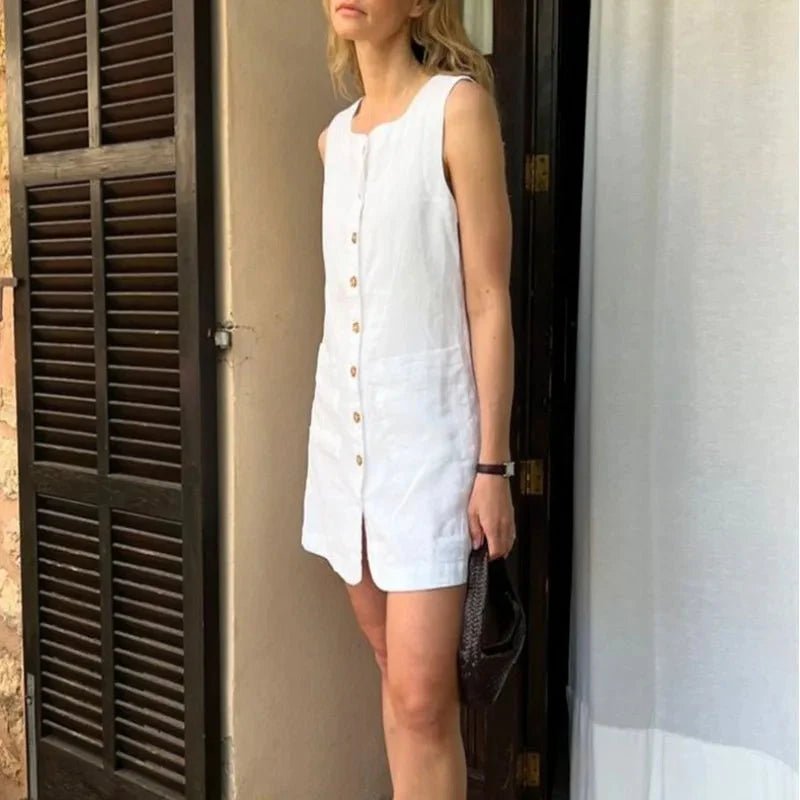 ZEYA - Celeste Square Neck Linen Dress