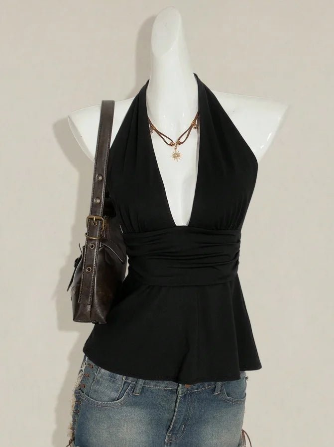 ZEYA - Clementine Polka Dot Halter Peplum Camisole