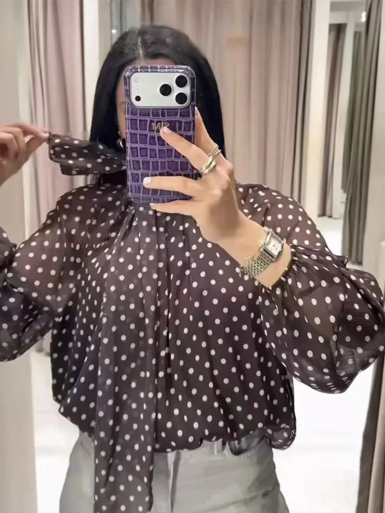 ZEYA - Cleo High Collar Polka Dot Blouse