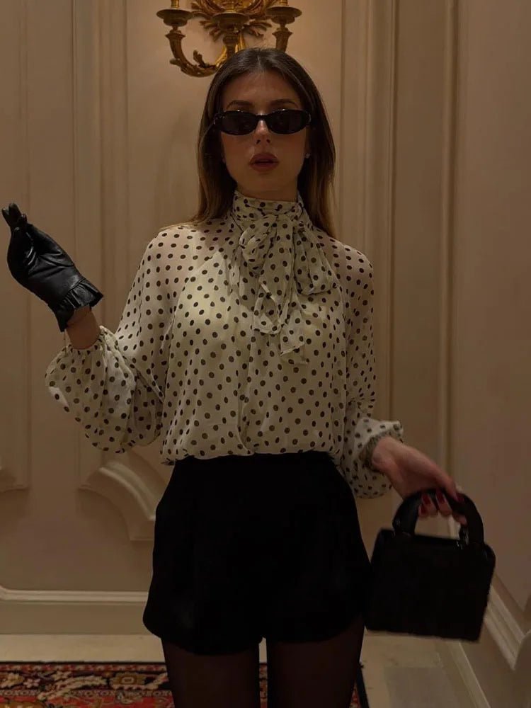 ZEYA - Cleo High Collar Polka Dot Blouse