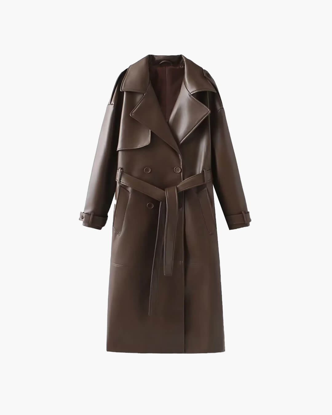 ZEYA - Connie Faux Leather Maxi Trench Coat
