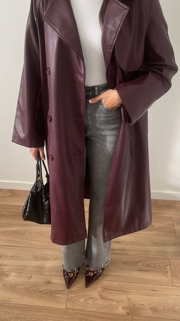 ZEYA - Connie Faux Leather Maxi Trench Coat