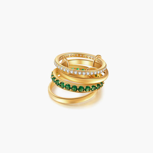 ZEYA - Dana Emerald Rhinestone Stacked Ring