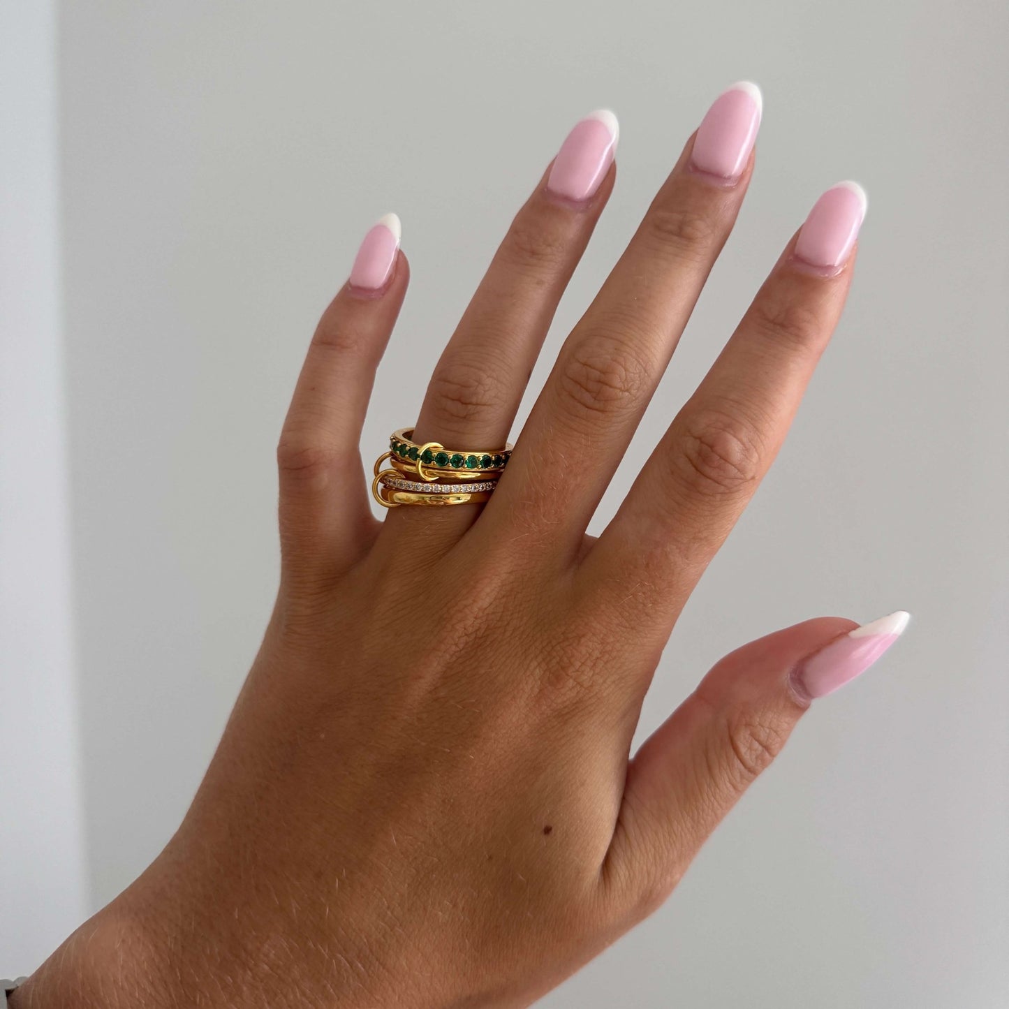 ZEYA - Dana Emerald Rhinestone Stacked Ring