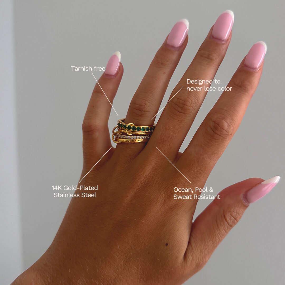 ZEYA - Dana Emerald Rhinestone Stacked Ring