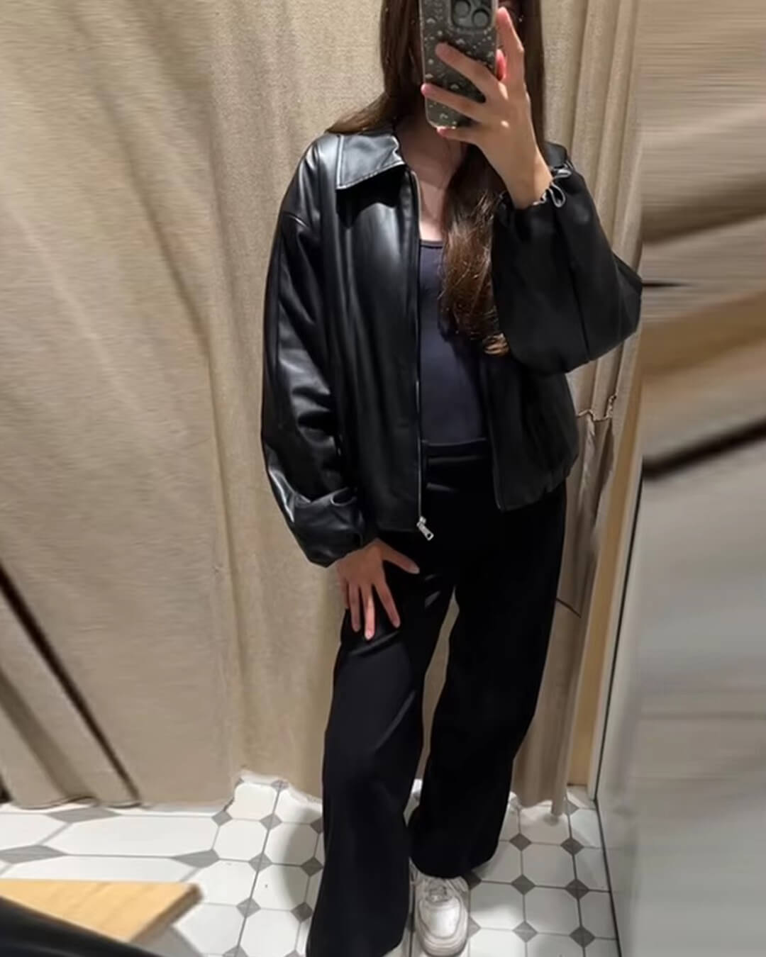 ZEYA - Elisabeta Zip Up Faux Leather Jacket