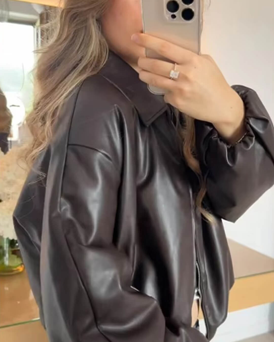 ZEYA - Elisabeta Zip Up Faux Leather Jacket
