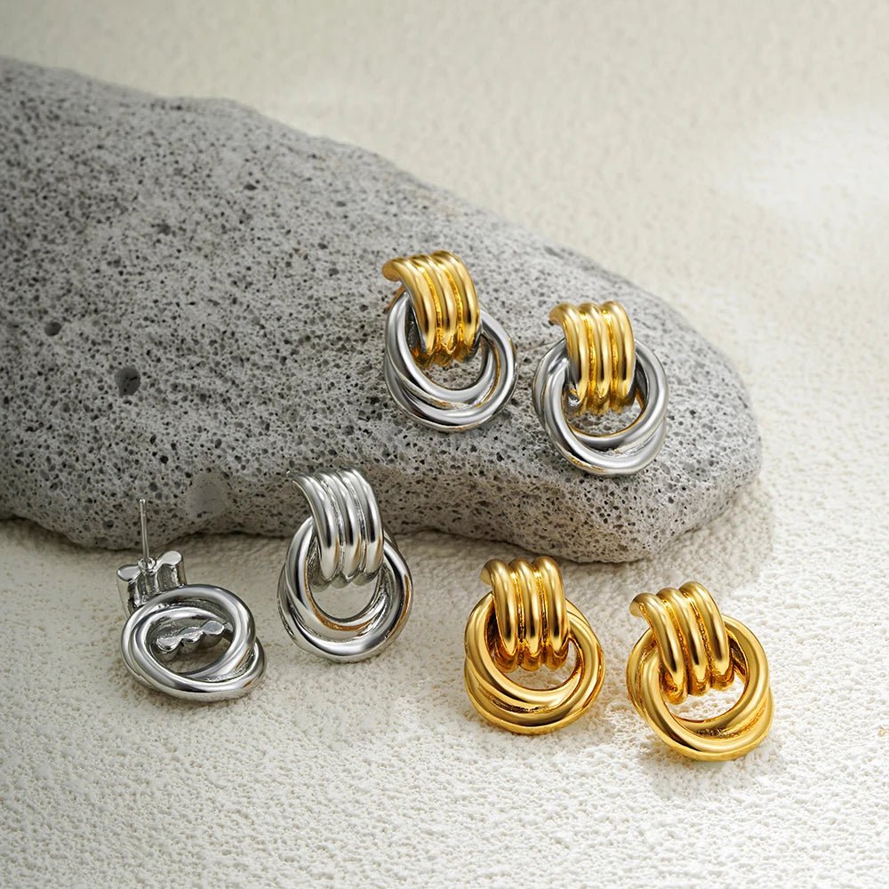 ZEYA - Emily Earrings - 18K Gold Plated Multilayer Circle Drop Earrings for Women