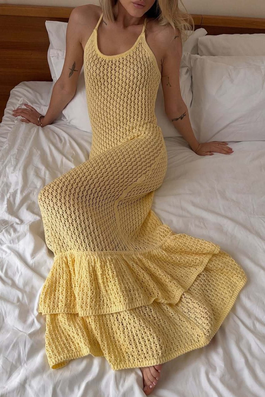 ZEYA - Eris Knit Ruffle Maxi Dress