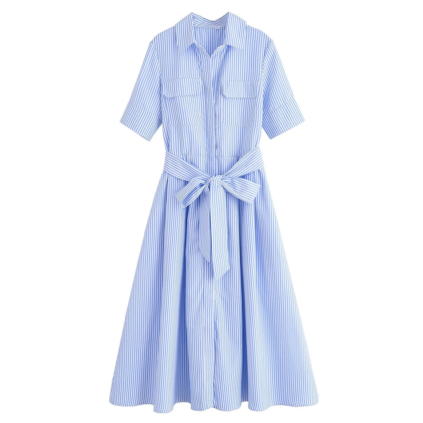 ZEYA - Evita Belted Shirt Midi Dress