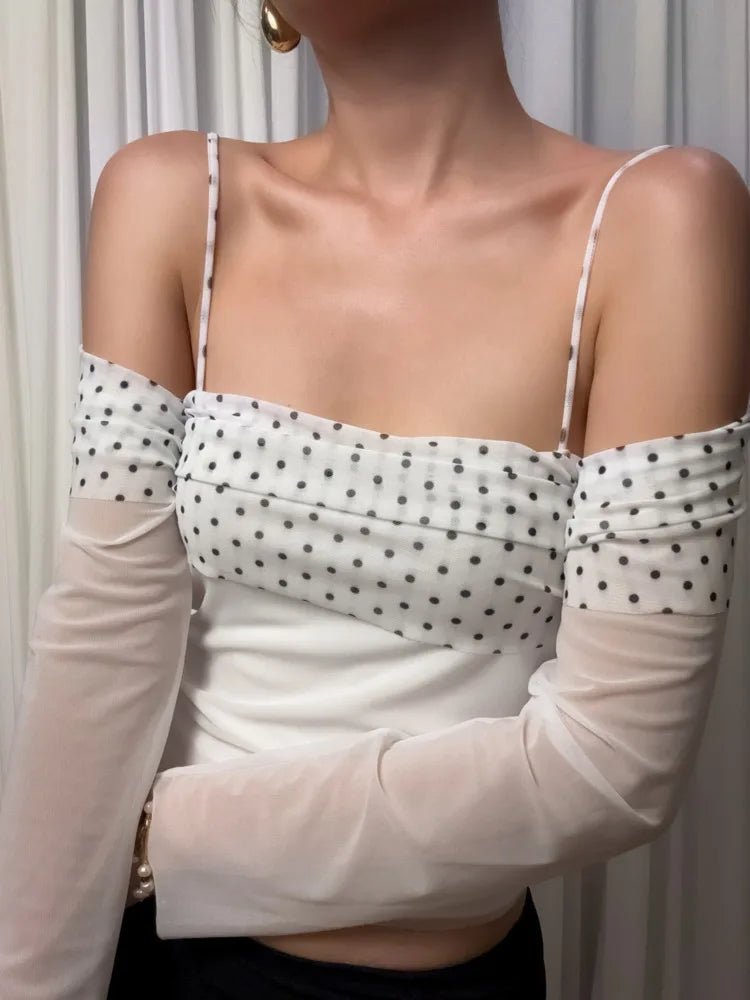 ZEYA - Gayle Sheer Sleeves Polkadot Crop Top