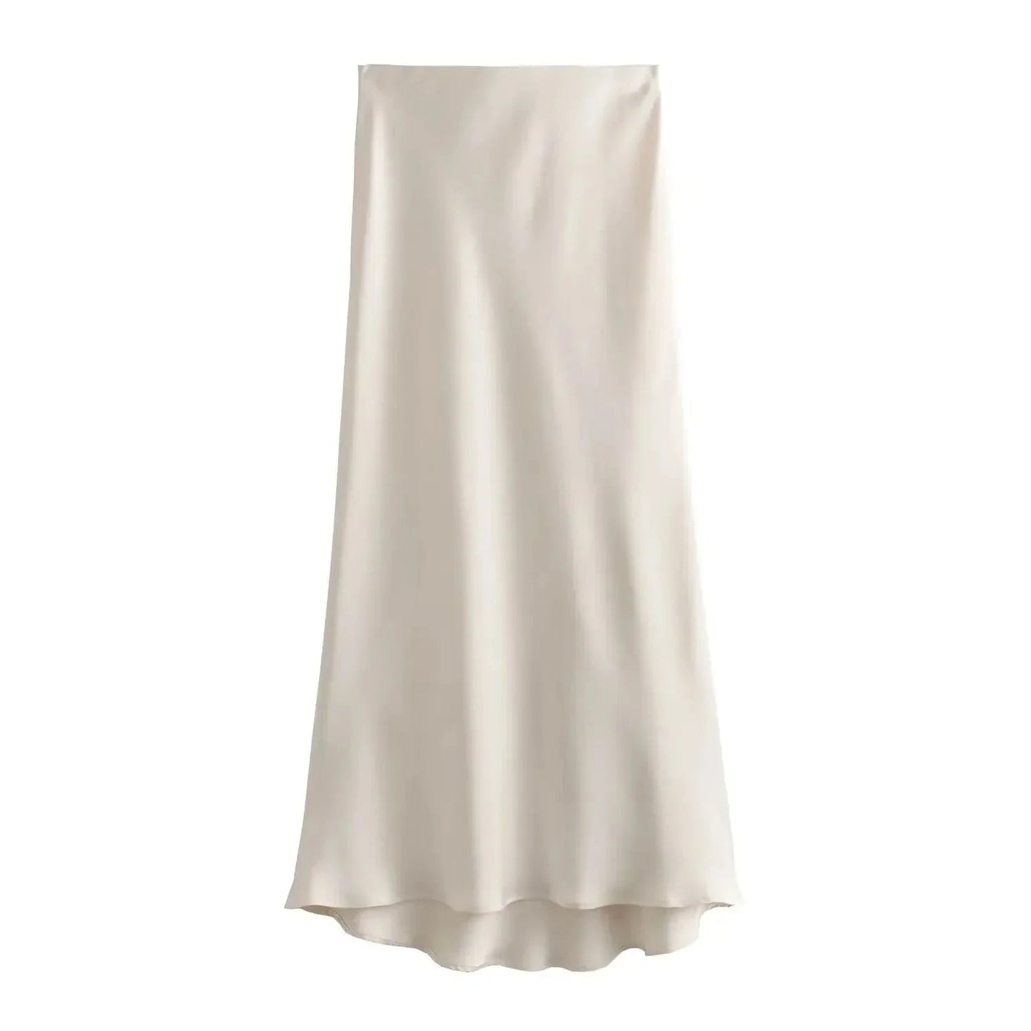ZEYA - Hilde High Waist Black Satin Midi Skirt