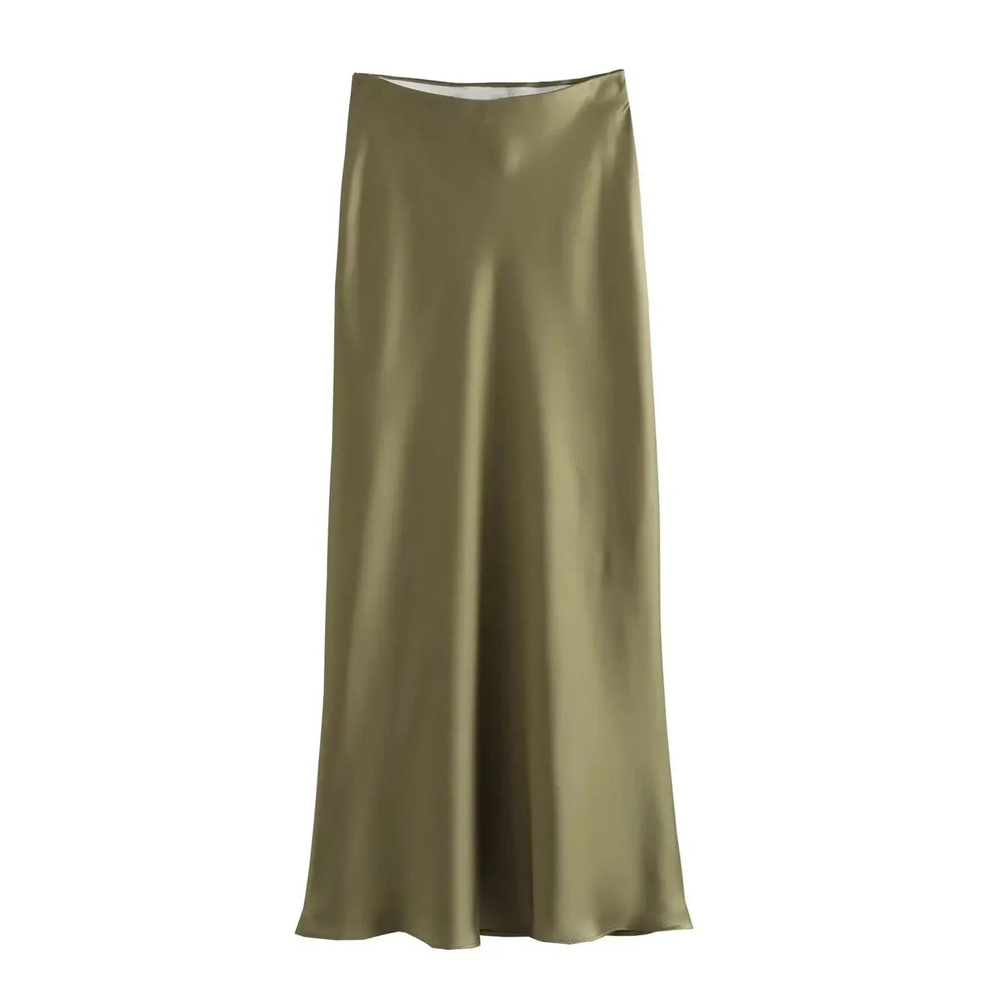 ZEYA - Hilde High Waist Black Satin Midi Skirt