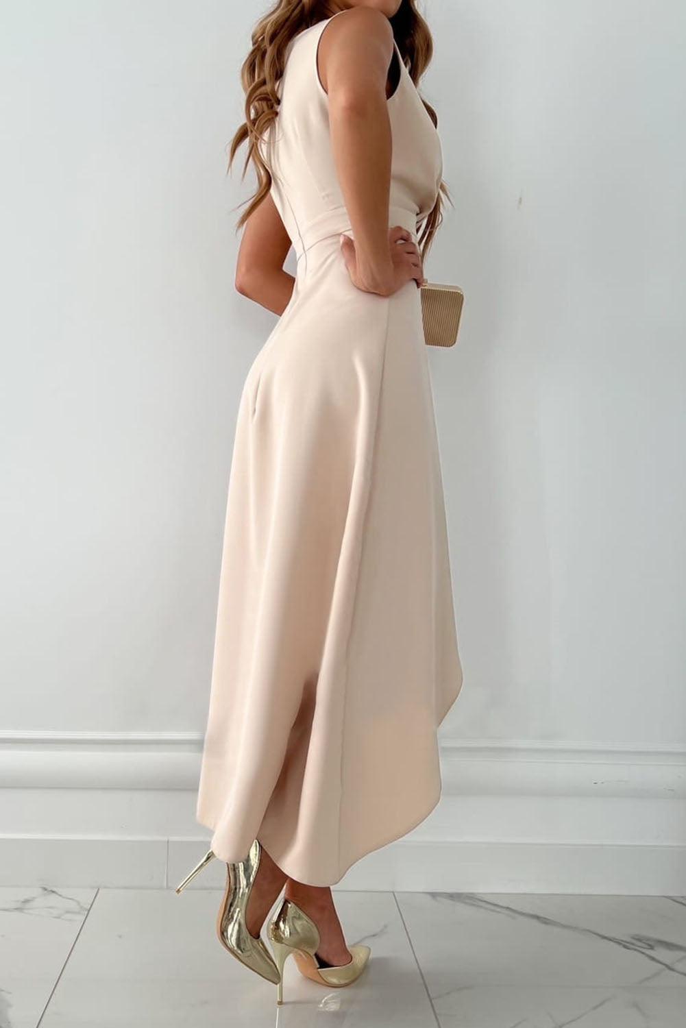 ZEYA - Idalia V - Neck Asymmetrical Midi Dress