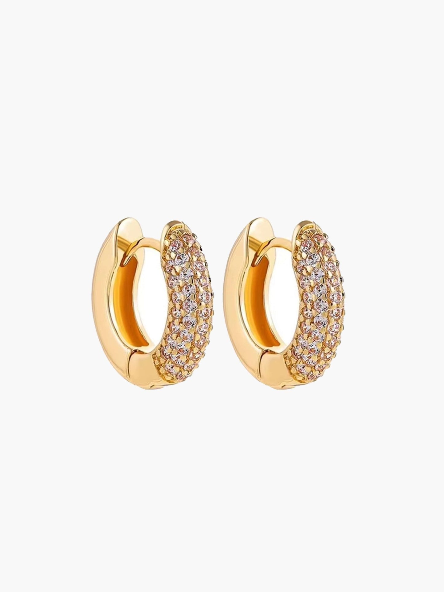 ZEYA - Juliette - Earrings with Zirconia Stones, Minimalist Hoop Design for Women