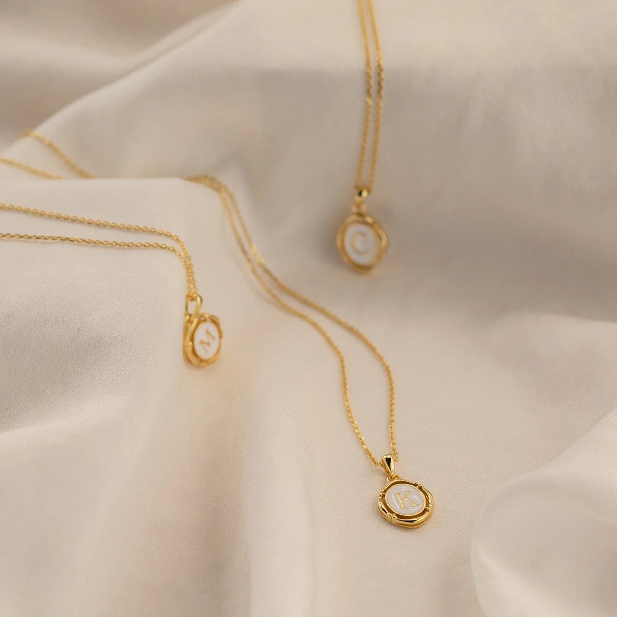 ZEYA - Liza Initial Necklace - Personalized Stainless Steel Round Pendant Choker for Women