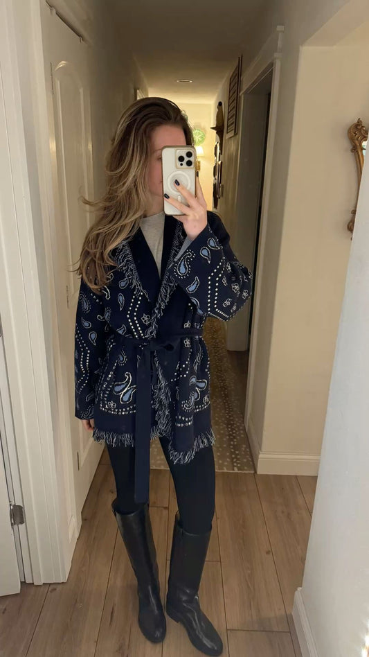 ZEYA - Martha Lace Up Tasseled Cardigan