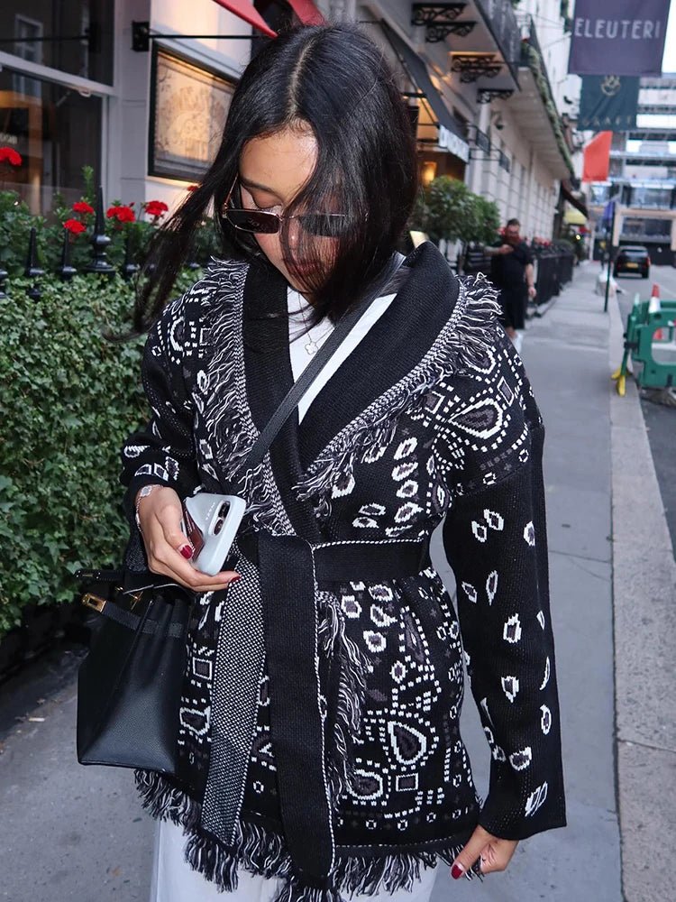 ZEYA - Martha Lace Up Tasseled Cardigan