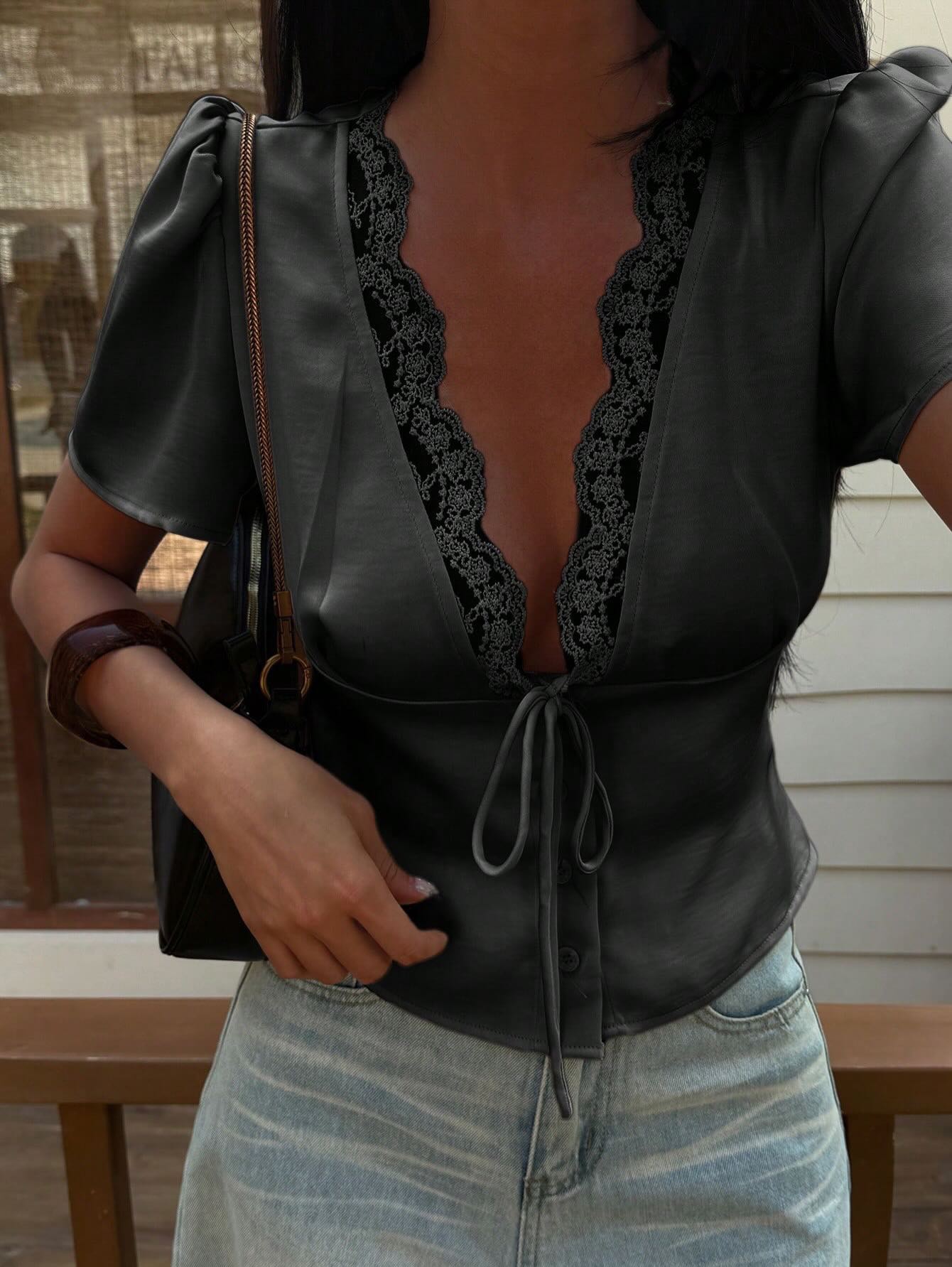 ZEYA - Mira Satin Lace Blouse