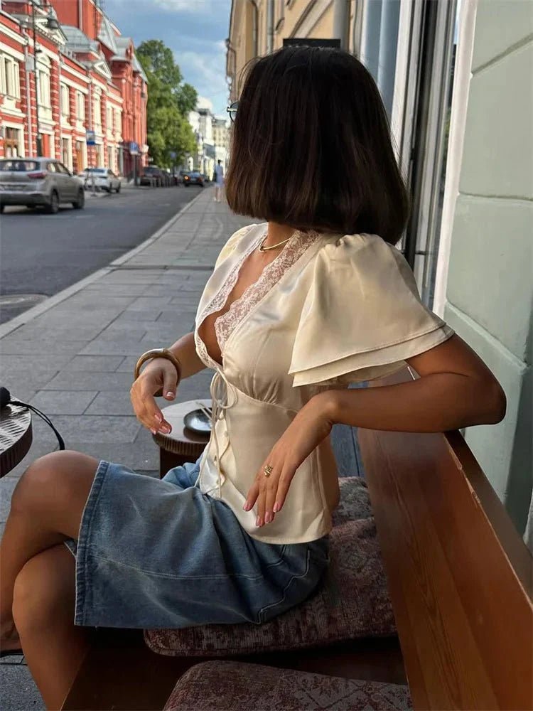ZEYA - Mira Satin Lace Blouse