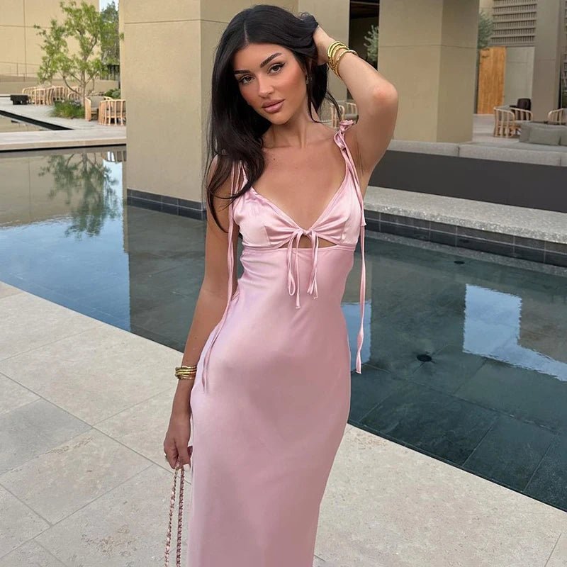 ZEYA - Renata Lace - Up Spaghetti Strap Maxi Dress
