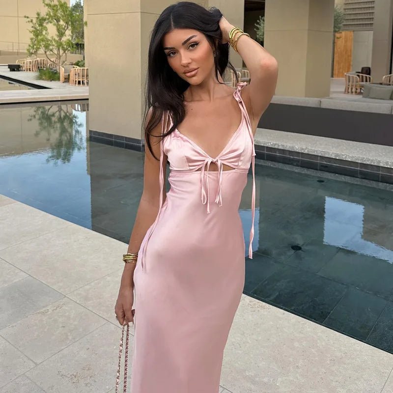 ZEYA - Renata Lace - Up Spaghetti Strap Maxi Dress