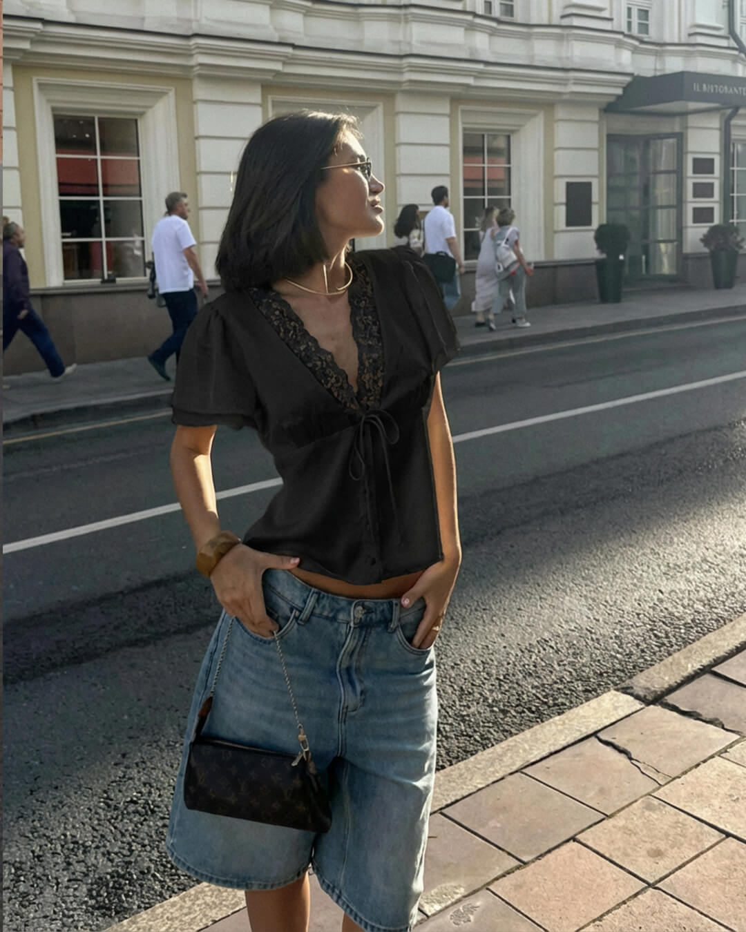 ZEYA - Roselle Lace Short Sleeve V - Neck Top