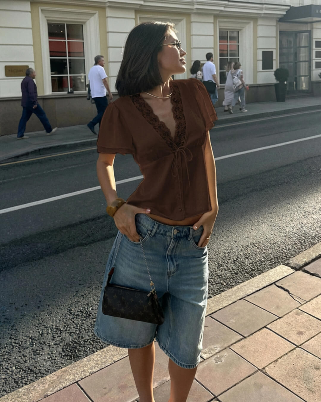 ZEYA - Roselle Lace Short Sleeve V - Neck Top