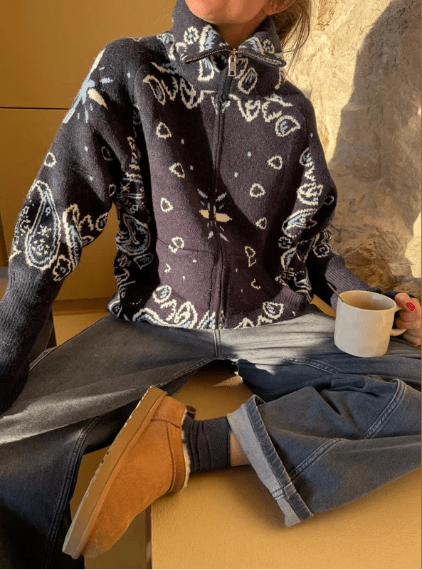 ZEYA - Sarah Stand Collar Knitted Cardigan