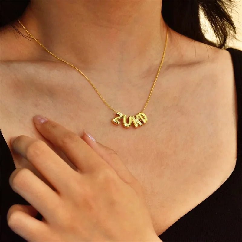 ZEYA - Shane Name Necklace - Custom 3D Bubble Letter Pendant for Women