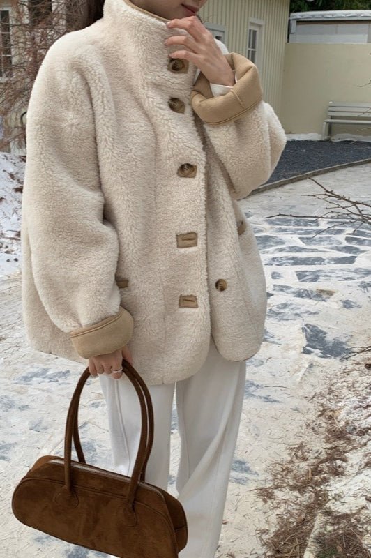 ZEYA - Tiara Stand Collar Faux Fur Coat