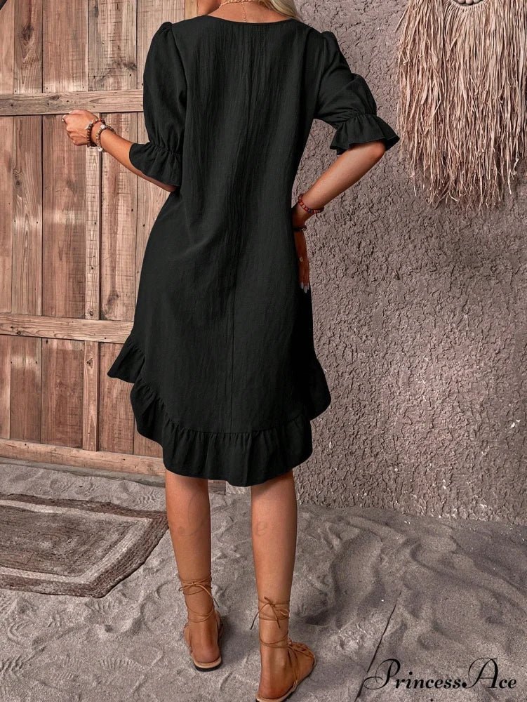 ZEYA - Ursa Ruffle Hem Smock Dress