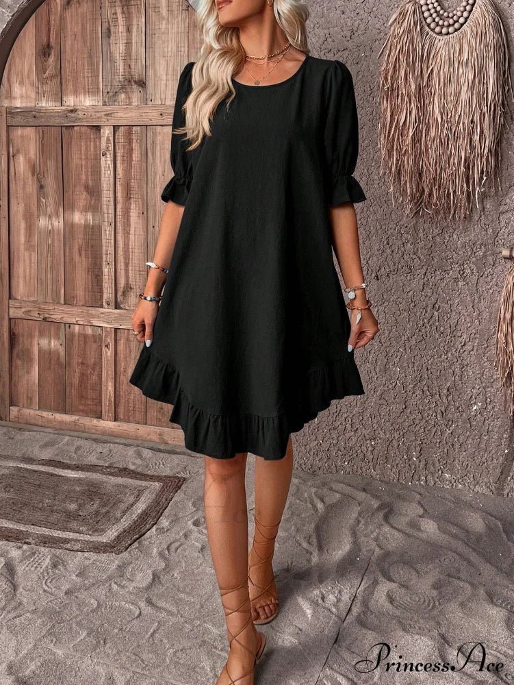 ZEYA - Ursa Ruffle Hem Smock Dress